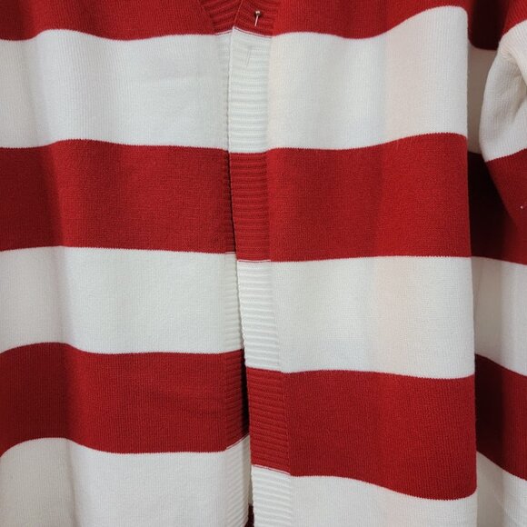 Red & White Striped Open-Front Cardigan | OSFM | Game Day Apparel - Picture 6 of 8